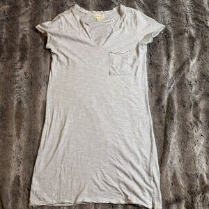 Cloth & Stone Anthropologie Women's Gray Stripe V-Neck Small Short Sleeve Dress